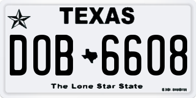 TX license plate DOB6608