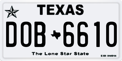 TX license plate DOB6610