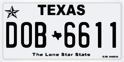 TX license plate DOB6611