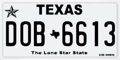 TX license plate DOB6613