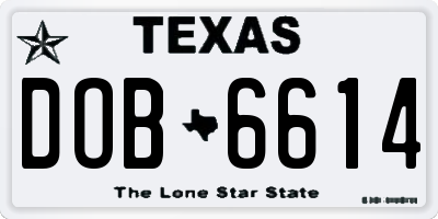 TX license plate DOB6614