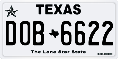 TX license plate DOB6622