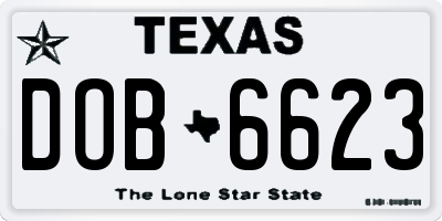 TX license plate DOB6623