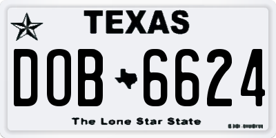 TX license plate DOB6624