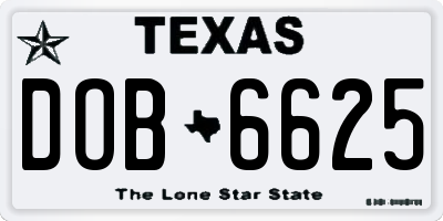 TX license plate DOB6625