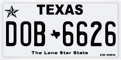 TX license plate DOB6626