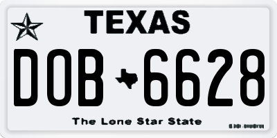 TX license plate DOB6628
