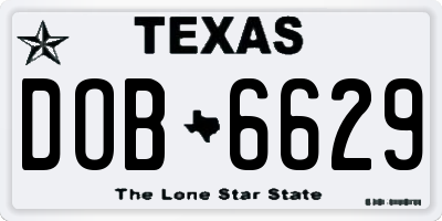 TX license plate DOB6629