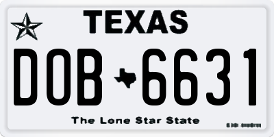 TX license plate DOB6631