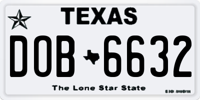 TX license plate DOB6632