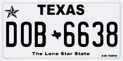 TX license plate DOB6638