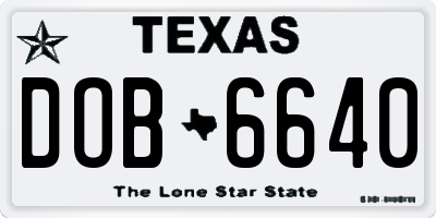 TX license plate DOB6640