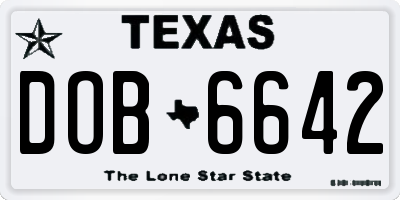 TX license plate DOB6642