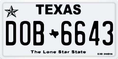 TX license plate DOB6643