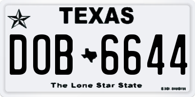 TX license plate DOB6644