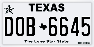 TX license plate DOB6645