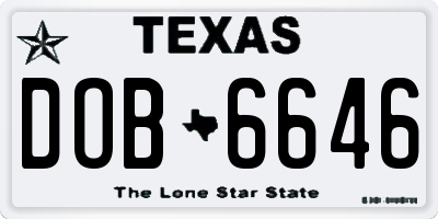 TX license plate DOB6646