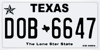 TX license plate DOB6647