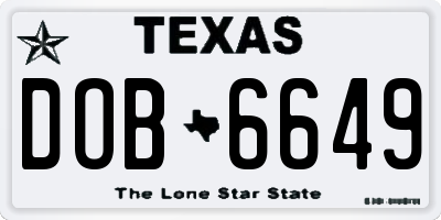 TX license plate DOB6649