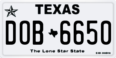 TX license plate DOB6650