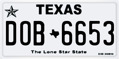 TX license plate DOB6653