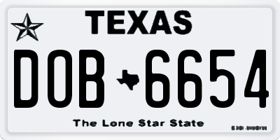 TX license plate DOB6654