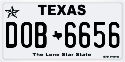 TX license plate DOB6656