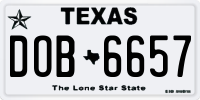 TX license plate DOB6657