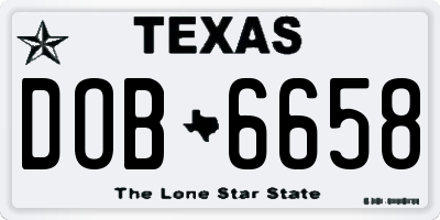 TX license plate DOB6658