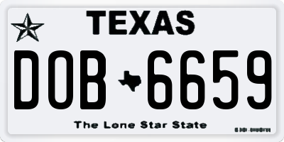 TX license plate DOB6659