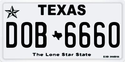 TX license plate DOB6660