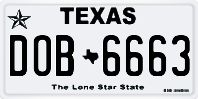 TX license plate DOB6663