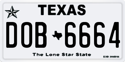 TX license plate DOB6664