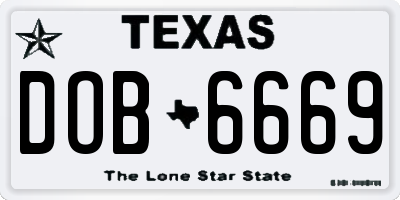 TX license plate DOB6669