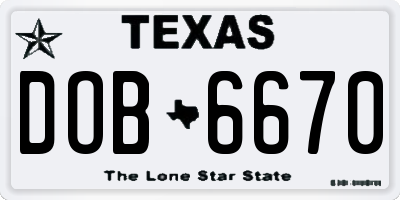 TX license plate DOB6670