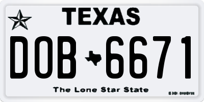 TX license plate DOB6671