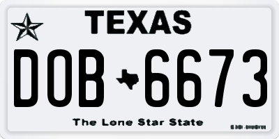 TX license plate DOB6673