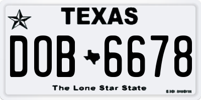 TX license plate DOB6678