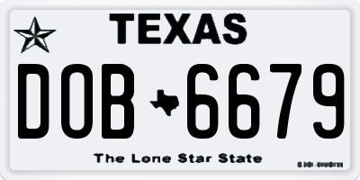 TX license plate DOB6679