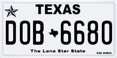 TX license plate DOB6680