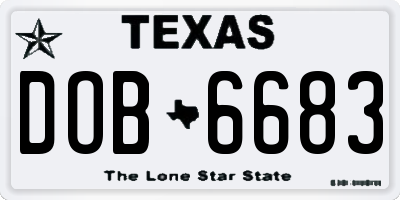 TX license plate DOB6683