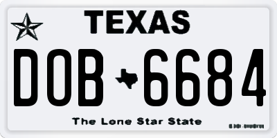 TX license plate DOB6684