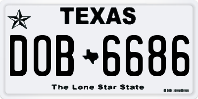 TX license plate DOB6686