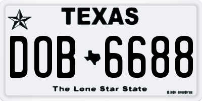 TX license plate DOB6688