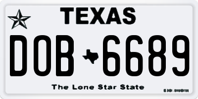 TX license plate DOB6689
