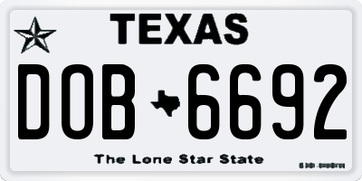 TX license plate DOB6692