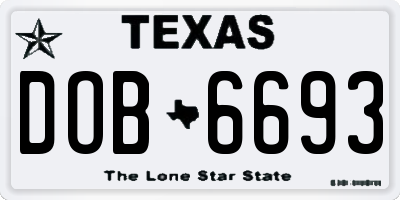 TX license plate DOB6693