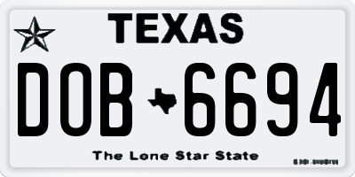 TX license plate DOB6694