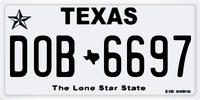 TX license plate DOB6697