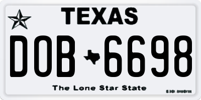 TX license plate DOB6698